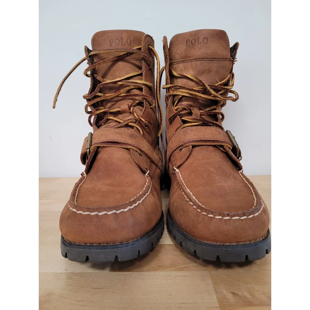 Polo Ralph Lauren Ranger Boots Mens 12 D Brown Brandy Timber Leather Moc Toe